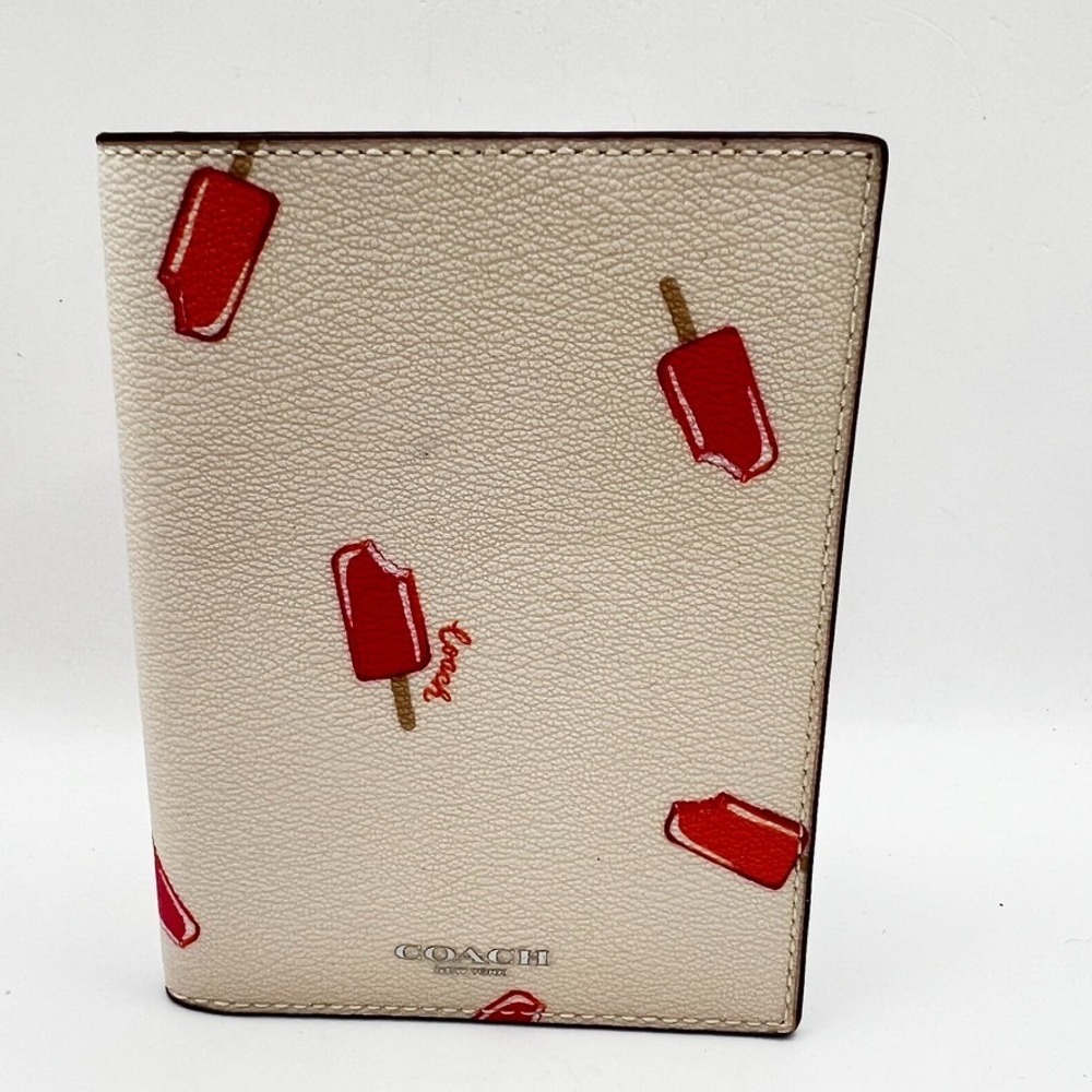 COACH POPSICLE ID/CARD PASSPORT WALLET CHALK LEATHER